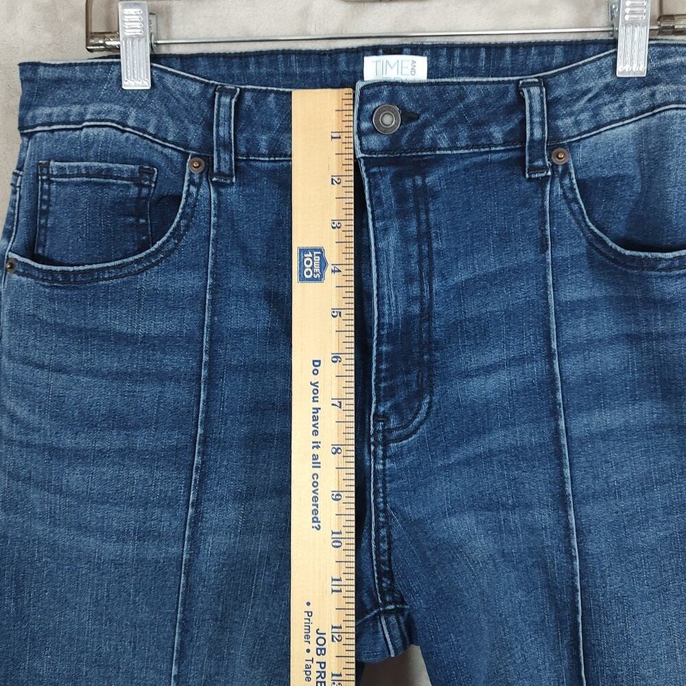 Women's High-Rise Wide-Leg Blue Jeans Pintuck  Front Seam Size 16 EUC Time & Tru - Picture 6 of 15